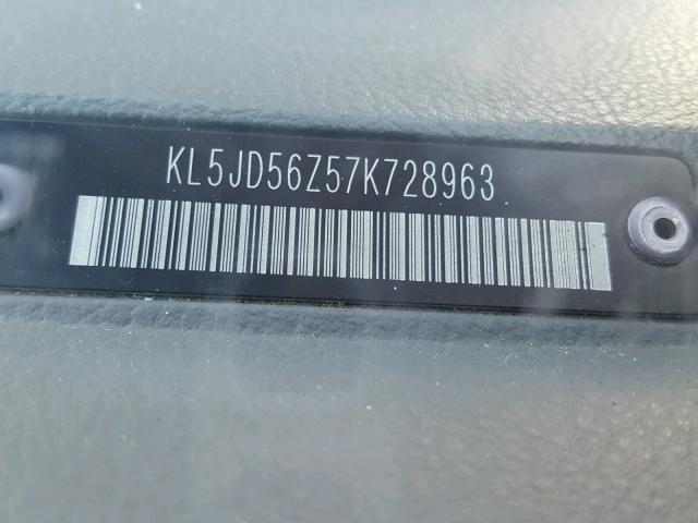 KL5JD56Z57K728963 - 2007 SUZUKI FORENZA BA SILVER photo 10