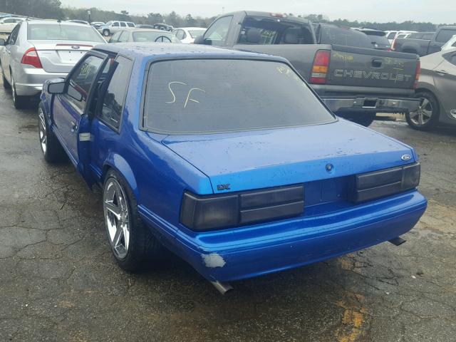 1FABP40E9JF225805 - 1988 FORD MUSTANG LX BLUE photo 3