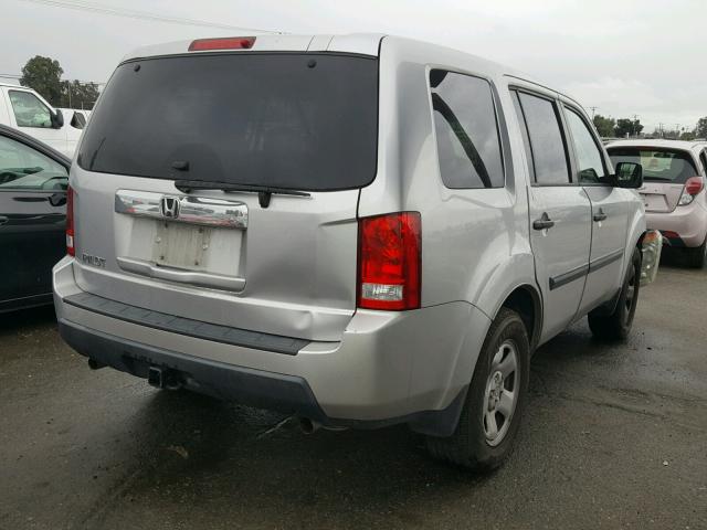 5FNYF3H21BB001610 - 2011 HONDA PILOT LX SILVER photo 4