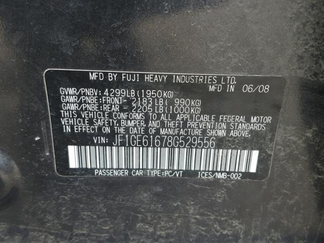 JF1GE61678G529556 - 2008 SUBARU IMPREZA 2. GRAY photo 10