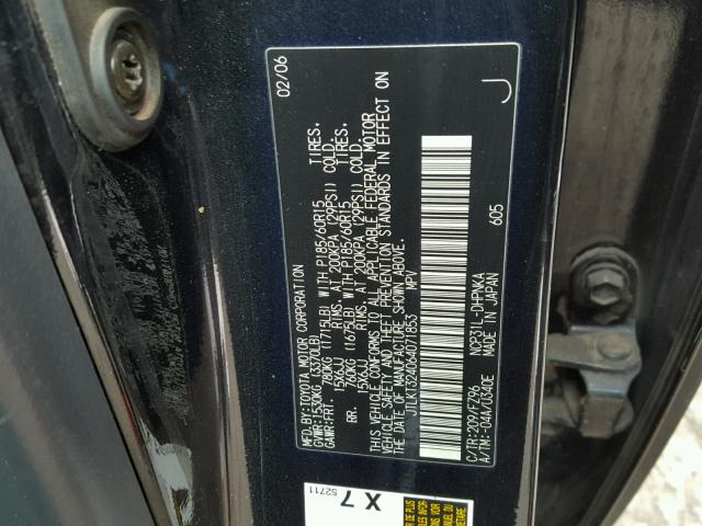 JTLKT324064071853 - 2006 TOYOTA SCION XB BLACK photo 10