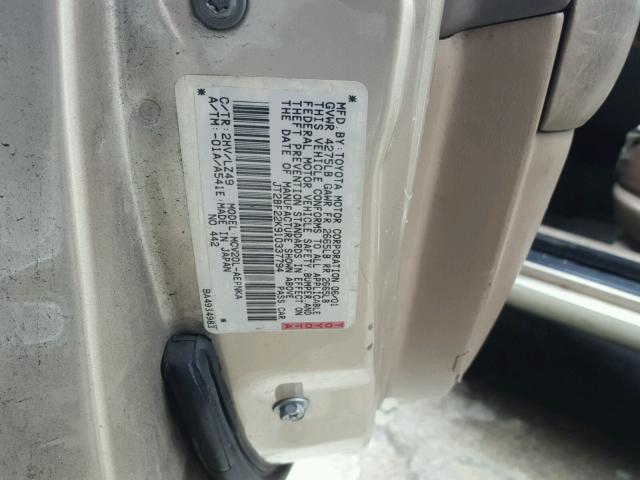 JT2BF22K910337794 - 2001 TOYOTA CAMRY CE BEIGE photo 10