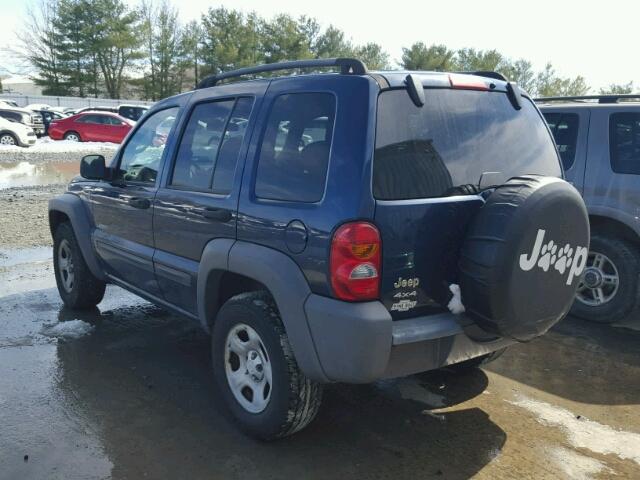 1J4GL48K04W240360 - 2004 JEEP LIBERTY SP BLUE photo 3