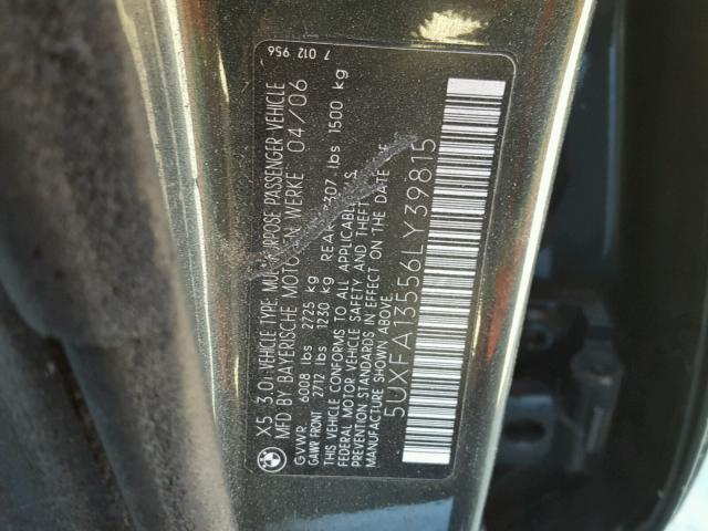 5UXFA13556LY39815 - 2006 BMW X5 3.0I GREEN photo 10