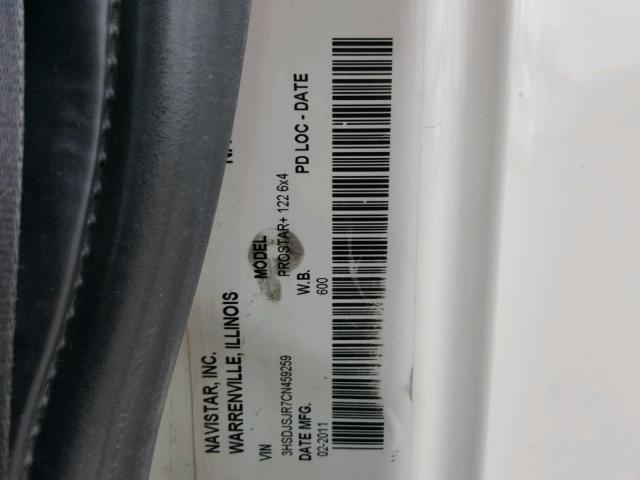 3HSDJSJR7CN459259 - 2012 INTERNATIONAL PROSTAR أبيض صورة 10