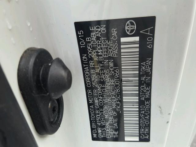 JTKJF5C78GJ019661 - 2016 TOYOTA SCION TC 白色 照片 10