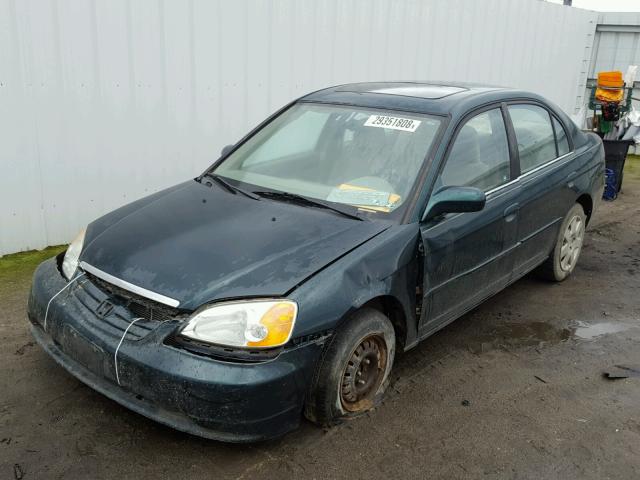 1HGES26721L053722 - 2001 HONDA CIVIC EX GREEN photo 2