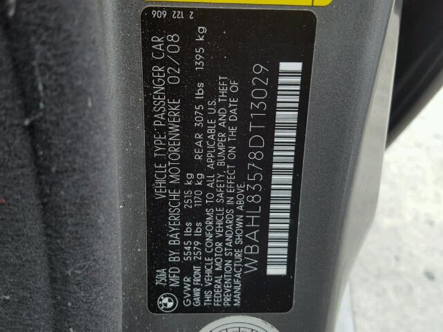 WBAHL83578DT13029 - 2008 BMW ALPINA B7 SILVER photo 10