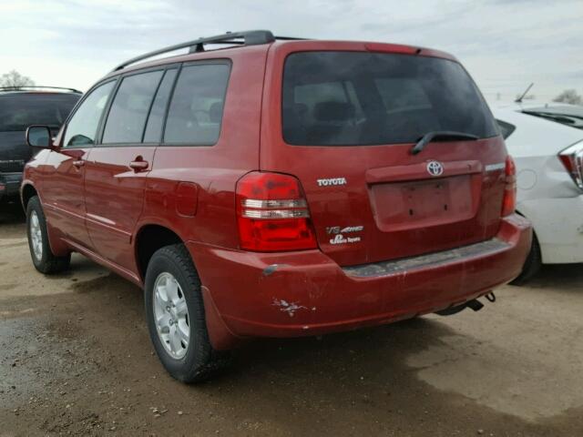 JTEHF21A020080242 - 2002 TOYOTA HIGHLANDER RED photo 3