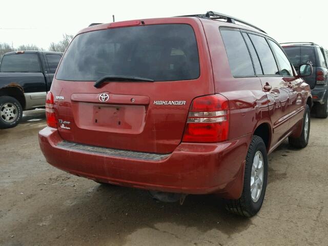 JTEHF21A020080242 - 2002 TOYOTA HIGHLANDER RED photo 4