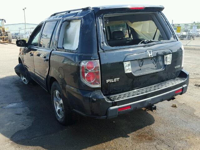 2HKYF18527H531401 - 2007 HONDA PILOT EXL BLACK photo 3