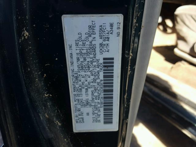 5TBRT34173S383870 - 2003 TOYOTA TUNDRA ACC GREEN photo 10