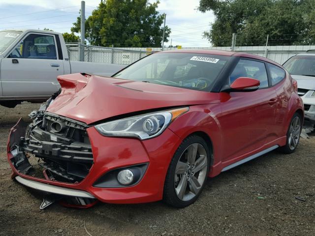 KMHTC6AE3DU128230 - 2013 HYUNDAI VELOSTER T RED photo 2