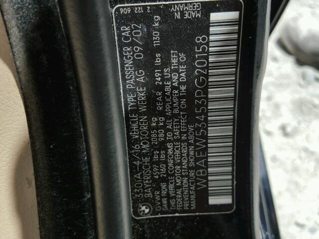 WBAEW53453PG20158 - 2003 BMW 330XI 黑色 照片 10