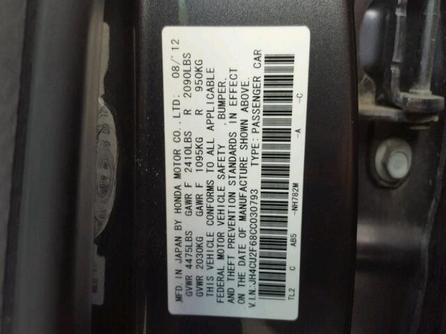 JH4CU2F68CC030793 - 2012 ACURA TSX TECH BLACK photo 10