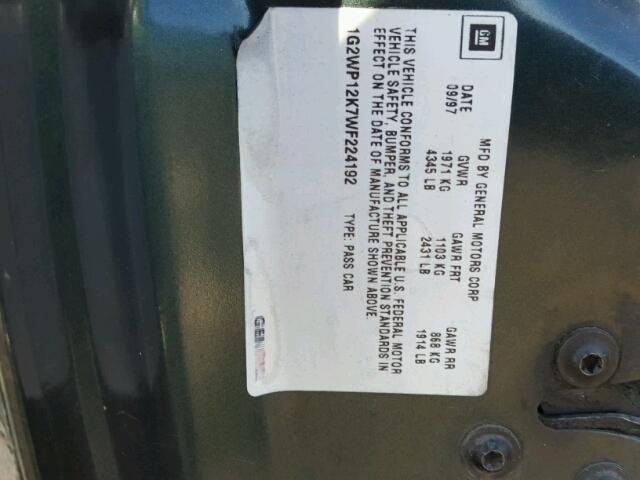 1G2WP12K7WF224192 - 1998 PONTIAC GRAND PRIX GREEN photo 10