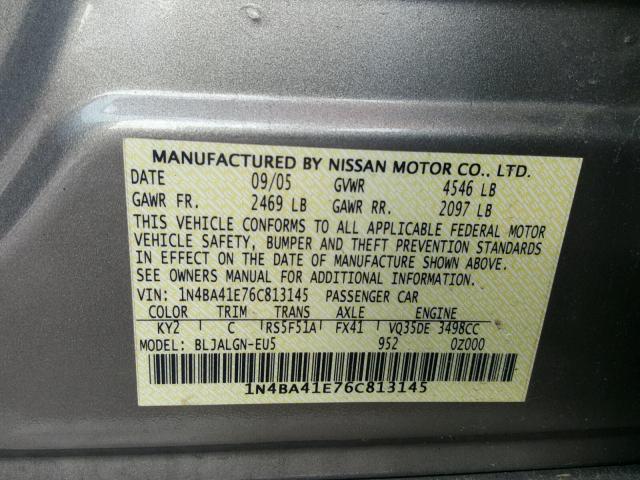 1N4BA41E76C813145 - 2006 NISSAN MAXIMA SE BEIGE photo 10