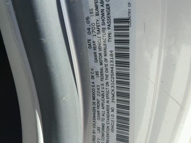 3VWCK31C25M413184 - 2005 VOLKSWAGEN NEW BEETLE 银色 照片 10