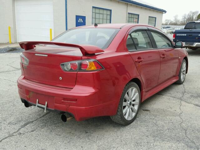 JA32V6FV7AU032565 - 2010 MITSUBISHI LANCER RAL RED photo 4