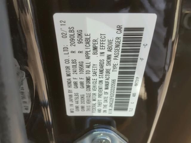 JH4CU2F62CC020566 - 2012 ACURA TSX TECH BLACK photo 10