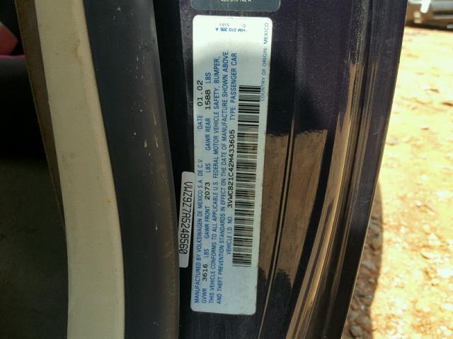 3VWCB21C42M433605 - 2002 VOLKSWAGEN NEW BEETLE 蓝色 照片 10