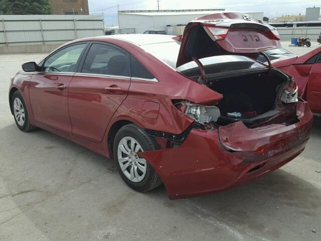 5NPEB4AC7CH332735 - 2012 HYUNDAI SONATA GLS RED photo 3