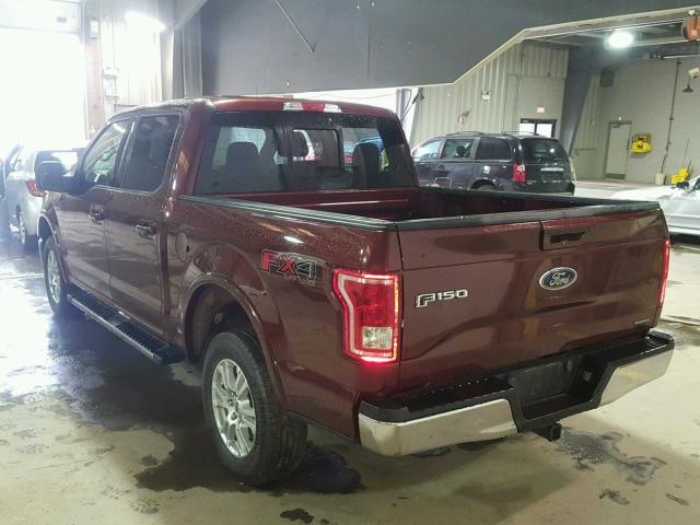 1FTEW1EF0GKE02090 - 2016 FORD F150 SUPER MAROON photo 3