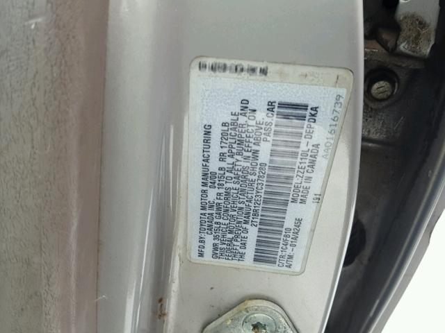 2T1BR12E3YC378280 - 2000 TOYOTA COROLLA VE GRAY photo 10