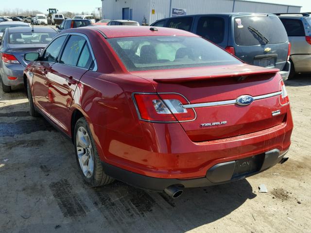 1FAHP2KT9BG130196 - 2011 FORD TAURUS SHO RED photo 3