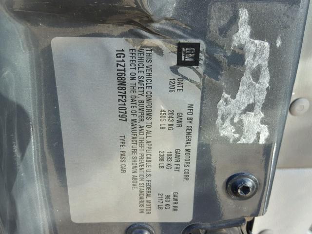 1G1ZT68N87F210797 - 2007 CHEVROLET MALIBU MAX 灰色 照片 10