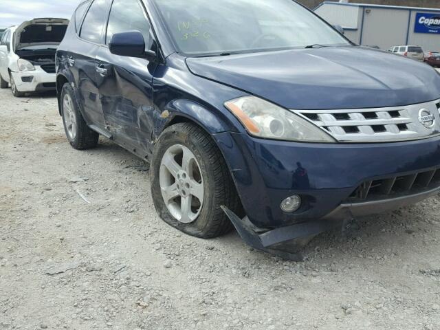 JN8AZ08W54W332106 - 2004 NISSAN MURANO SL BLUE photo 9