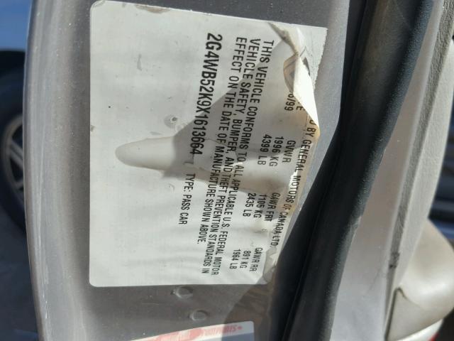 2G4WB52K9X1613664 - 1999 BUICK REGAL LS 灰色 照片 10