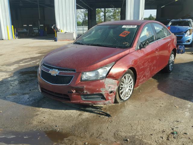 1G1PJ5SC3C7347858 - 2012 CHEVROLET CRUZE ECO MAROON photo 2