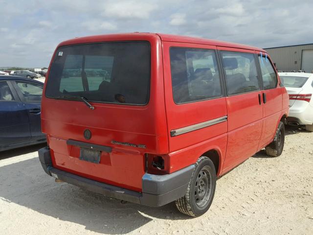 WV2KC0701PH051770 - 1993 VOLKSWAGEN EUROVAN GL RED photo 4