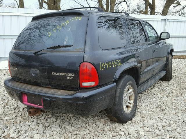 1D4HS58N23F512521 - 2003 DODGE DURANGO SL BLACK photo 4