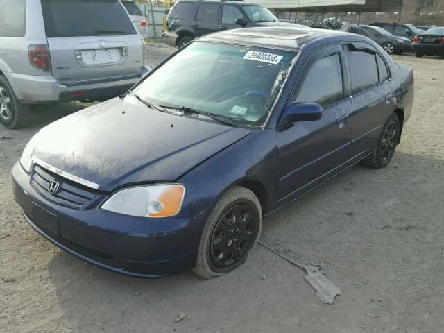 2HGES26733H503412 - 2003 HONDA CIVIC EX BLUE photo 2