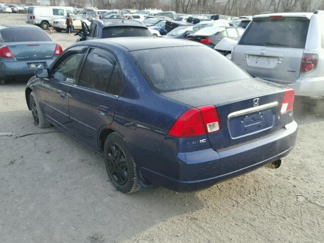 2HGES26733H503412 - 2003 HONDA CIVIC EX BLUE photo 3