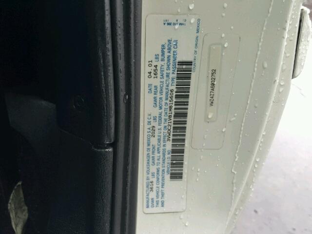 3VWDC21V81M815606 - 2001 VOLKSWAGEN CABRIO GLX WHITE photo 10