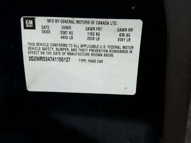 2G2WR524741156127 - 2004 PONTIAC GRAND PRIX შავი ფოტო 10