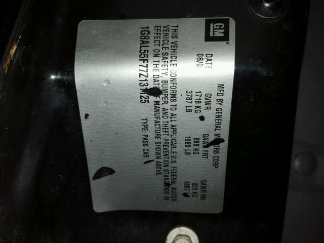 1G8AL55F77Z131125 - 2007 SATURN ION LEVEL BLACK photo 10