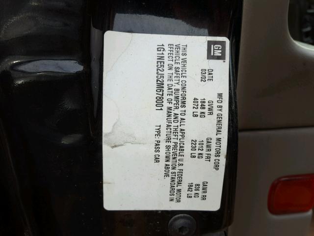 1G1NE52J52M678001 - 2002 CHEVROLET MALIBU LS შავი ფოტო 10