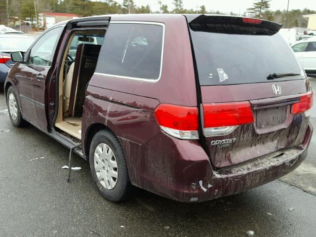 5FNRL38218B052255 - 2008 HONDA ODYSSEY LX MAROON photo 3