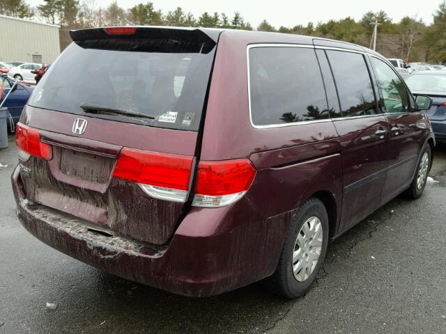 5FNRL38218B052255 - 2008 HONDA ODYSSEY LX MAROON photo 4