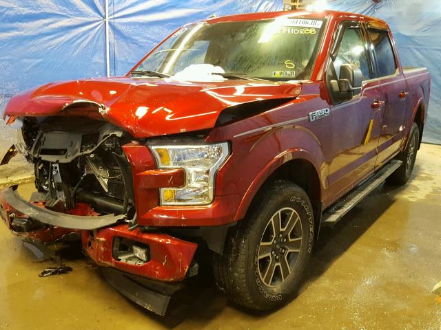 1FTEW1EF5HFB07514 - 2017 FORD F150 SUPER RED photo 2