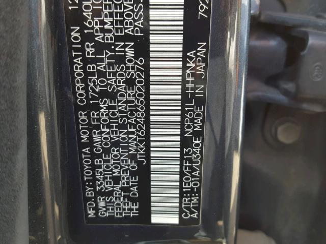 JTKKT624865020276 - 2006 TOYOTA SCION XA CHARCOAL photo 10