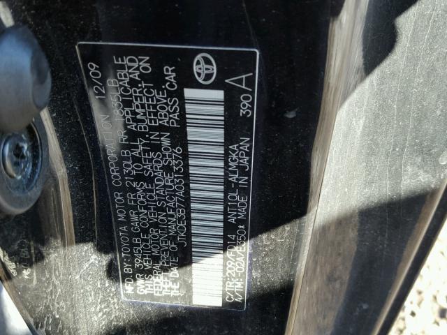 JTKDE3B77A0313376 - 2010 TOYOTA SCION TC 黑色 照片 10