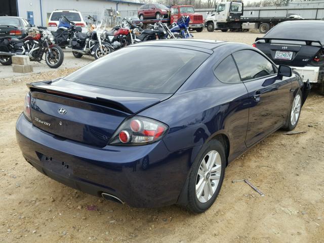 KMHHM66DX8U288503 - 2008 HYUNDAI TIBURON GS BLUE photo 4