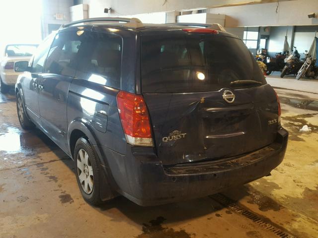 5N1BV28U06N127206 - 2006 NISSAN QUEST S BLUE photo 3