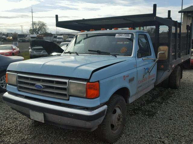 2FDKF37H3LCB25491 - 1990 FORD F350 BLUE photo 2