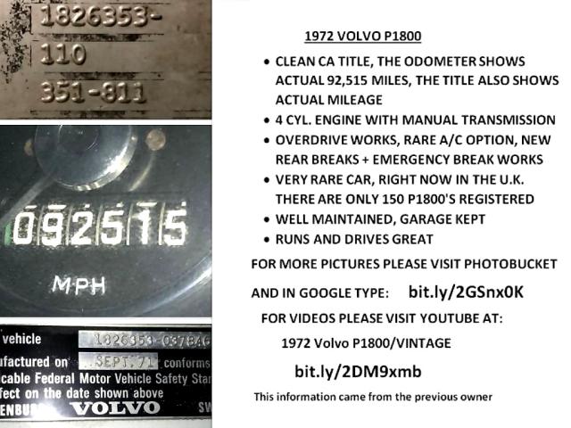 1826353037846 - 1972 VOLVO 1800 أبيض صورة 10